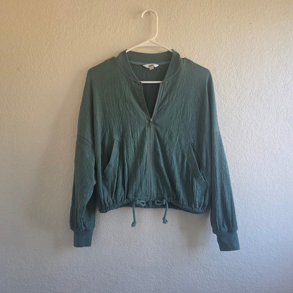 BB Dakota Green Crinkle Zip Up Bomber Jacket XS BM22698R